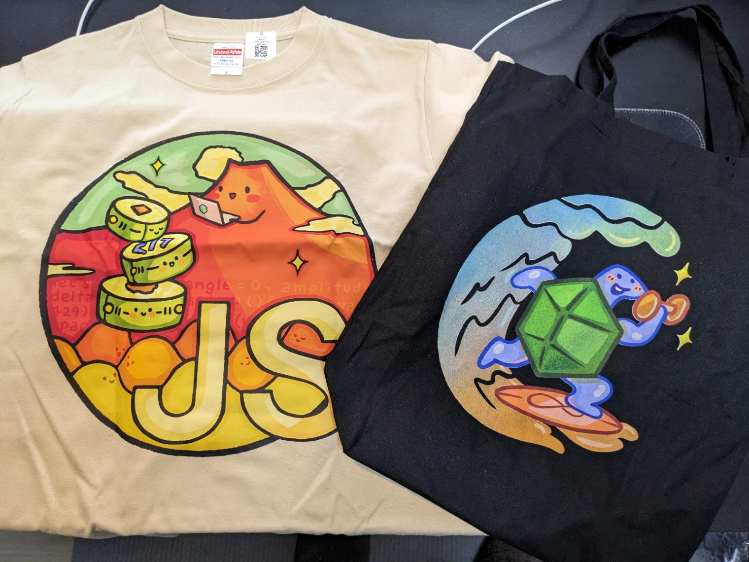 JSConf JPで貰ったノベルティ Tシャツ　エコバッグ