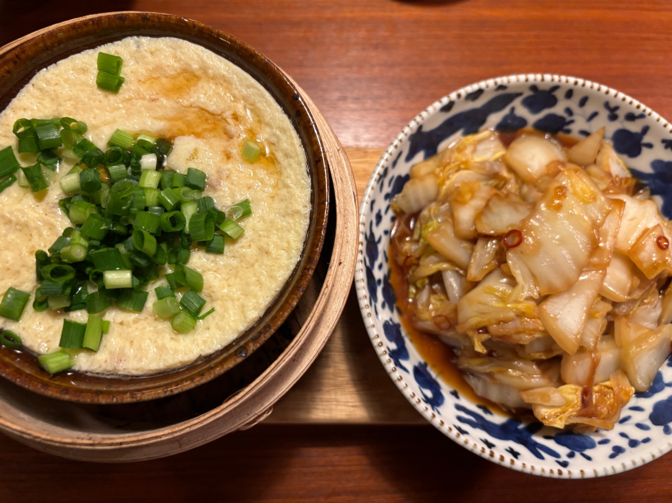 茶碗蒸しと白菜の黒酢炒め