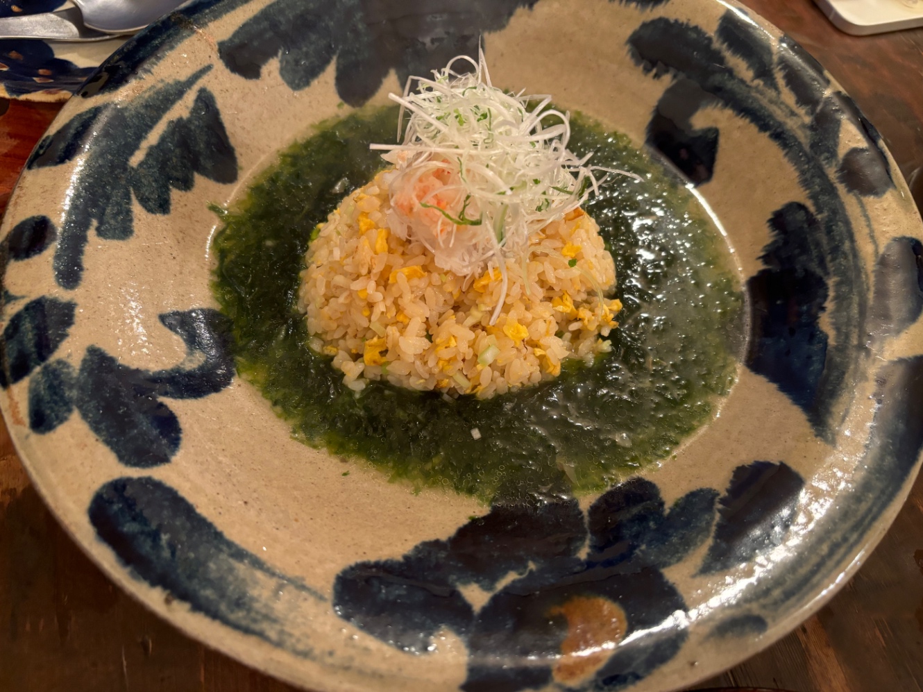 蟹と生海苔のスープ炒飯