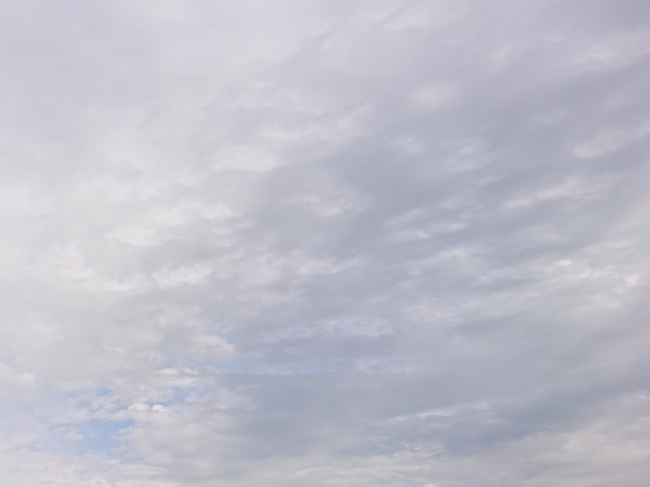 曇り空。雲の隙間にほんのわずかに青空が見える。