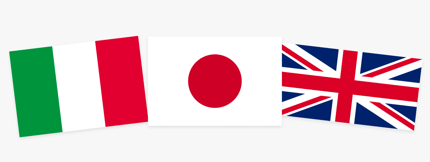 The Flags of Italy, Japan and Britain