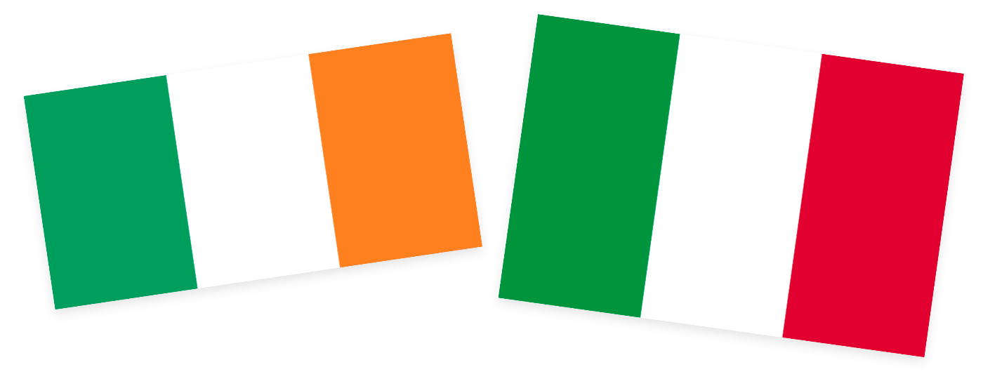 The Flags of Ireland and Italy