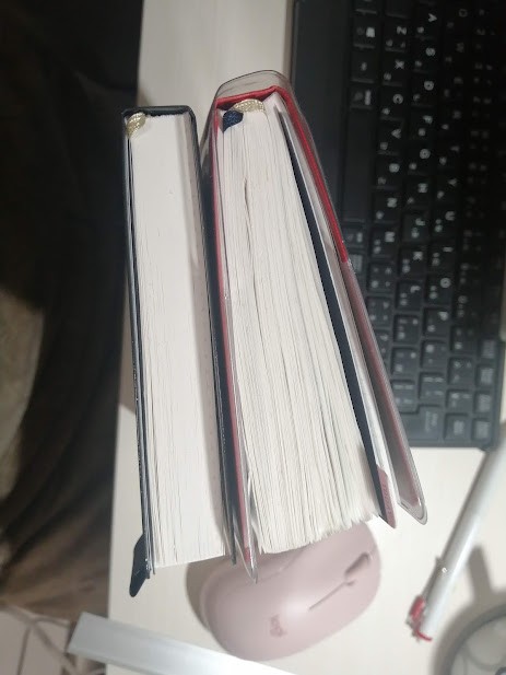 上から撮影したほぼ日手帳HON。向かって左：2025年(新品)。向かって右：2024年。