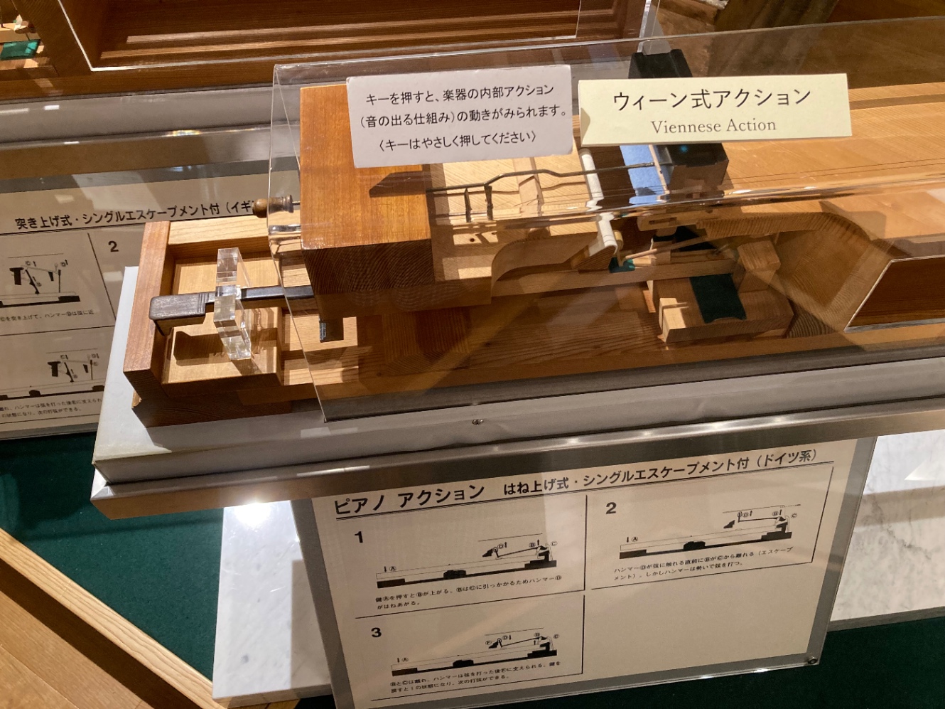 ピアノアクション はね上げ式・シングルエスケープメント付き(ドイツ系)