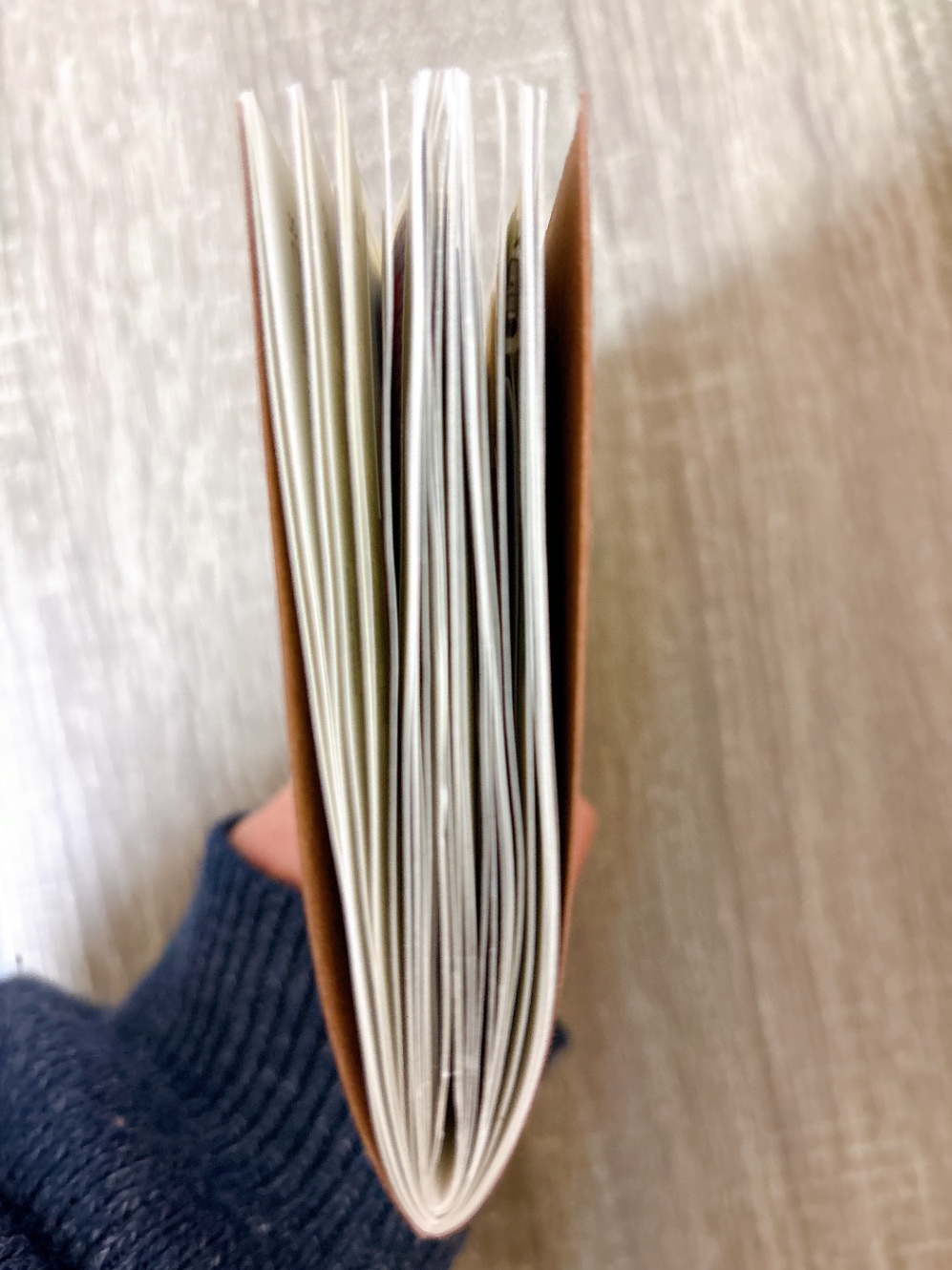 使い終えたトラベラーズノートを上から見たところ。だいぶ膨らんでいる。