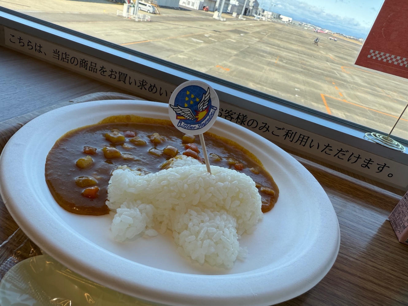 お子様カレー。ライスが飛行機の形をしていて可愛い