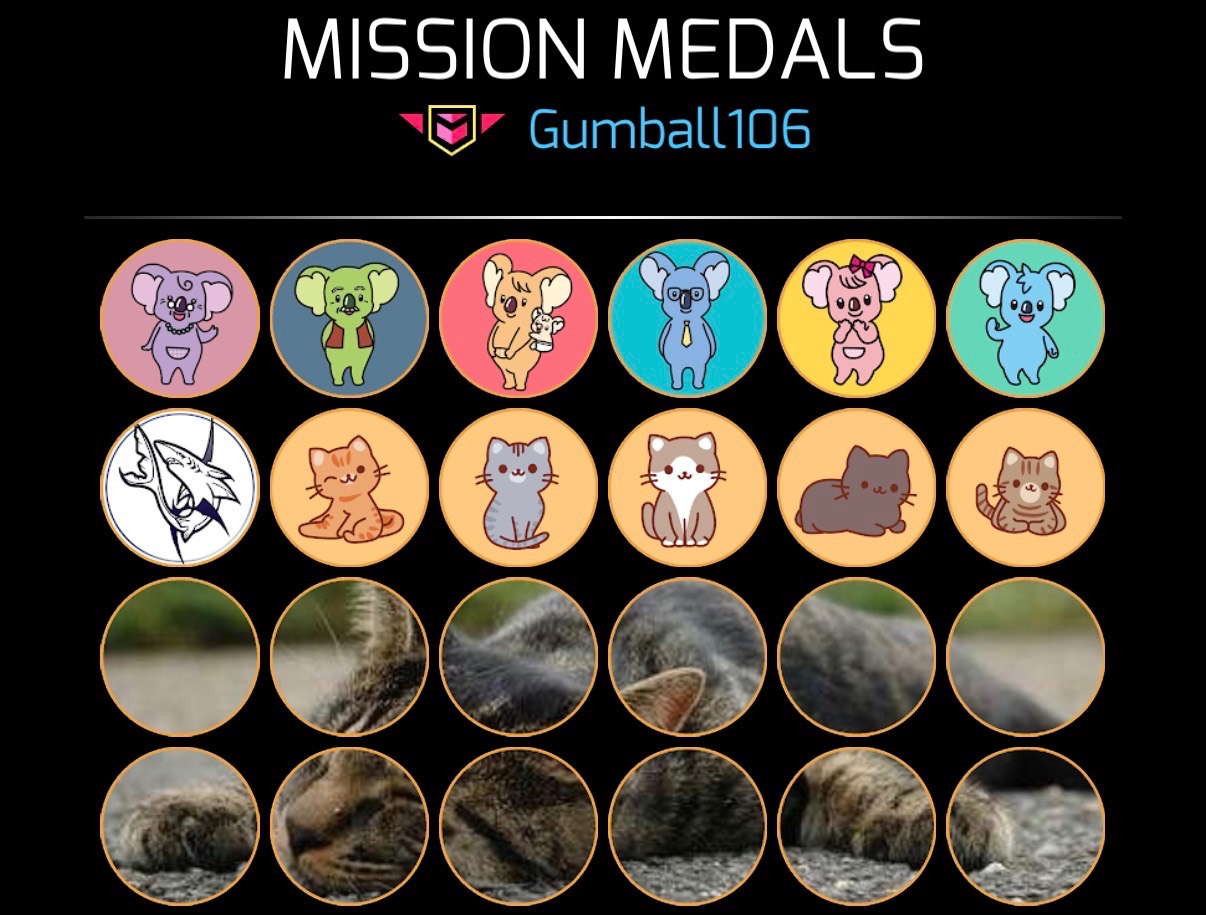 Ingressのミッション画面　日暮里の猫ミッション、行徳の猫ミッション、ユーカリヶ丘のコアラミッション