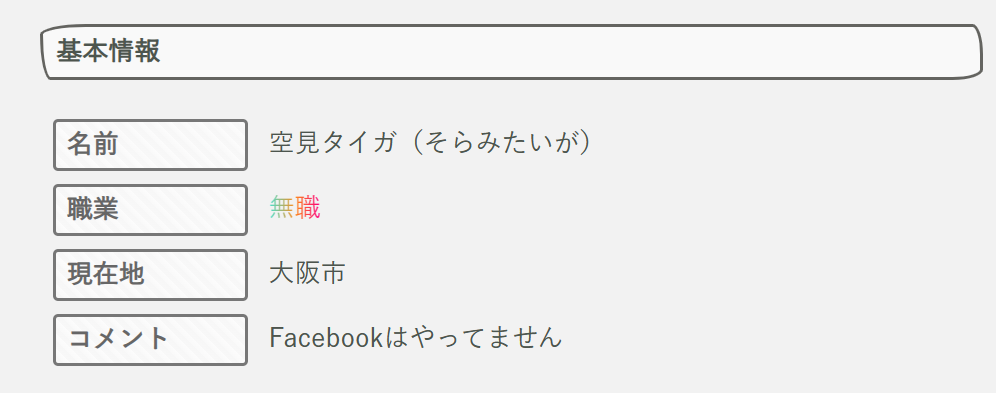 プロフィール：コメント「Facebookはやってません」